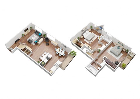 Floor plan for 2 beds, 2 baths, 825 sqft